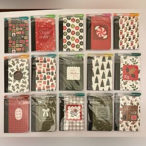 “Christmas Joy” Festive Holiday Mini Notebooks (Set of 15) Multicolor
